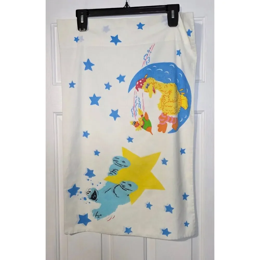 Vintage Sesame Street Outer Space pillowcase Big Bird Radar‎ Cookie Monster